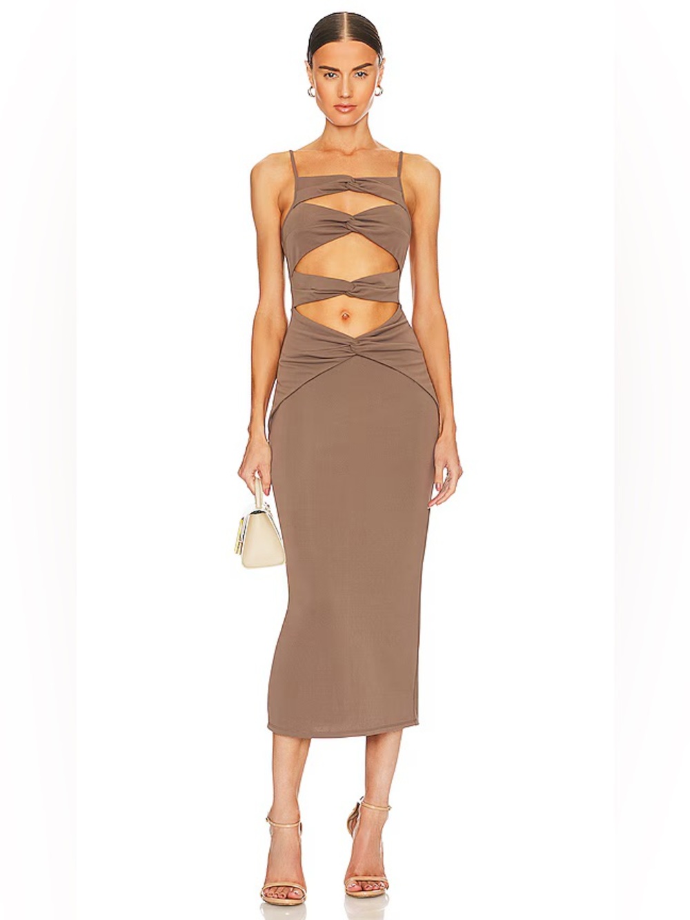 NBD Paulina Taupe Midi Dress